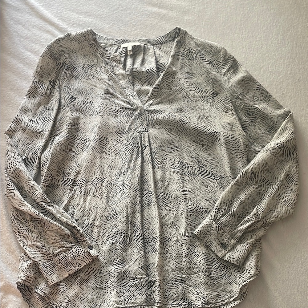 Joie Black and White Silk Blouse